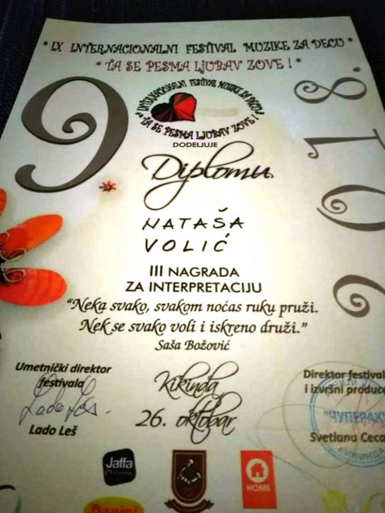 natasa volic nagrada